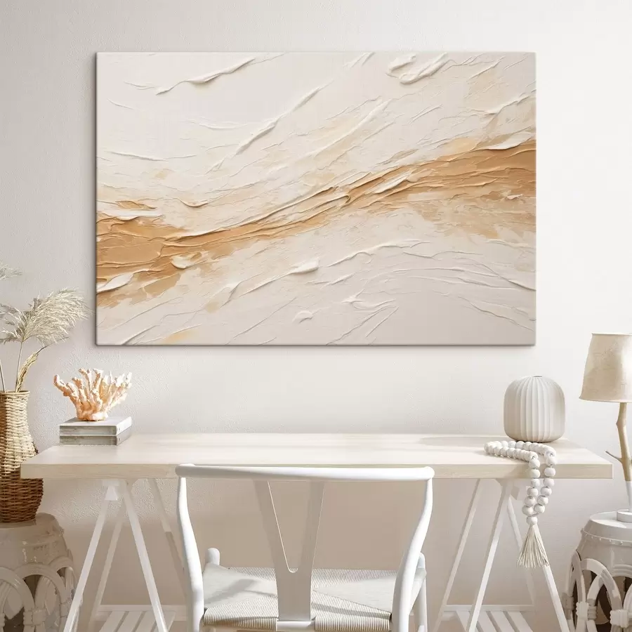  Schilderijen Lichte textuur met penseelstreken en beige kleurverlopen s48616