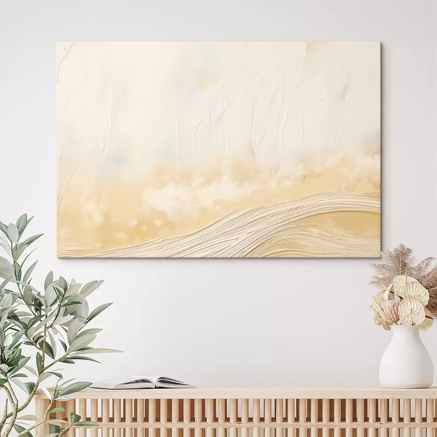 Schilderijen Abstrakt landschap met zachte golven en lichte tinten s48617