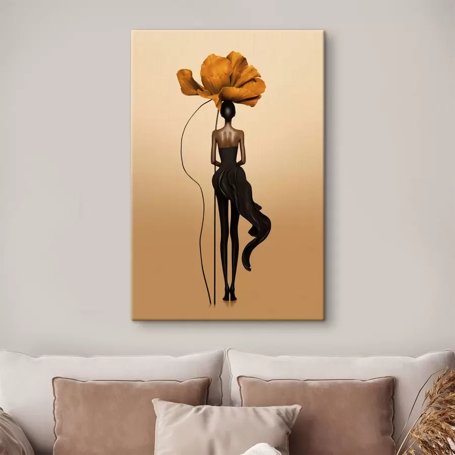  Schilderijen Gestileerd figuur met een grote bloem als hoofd s48618