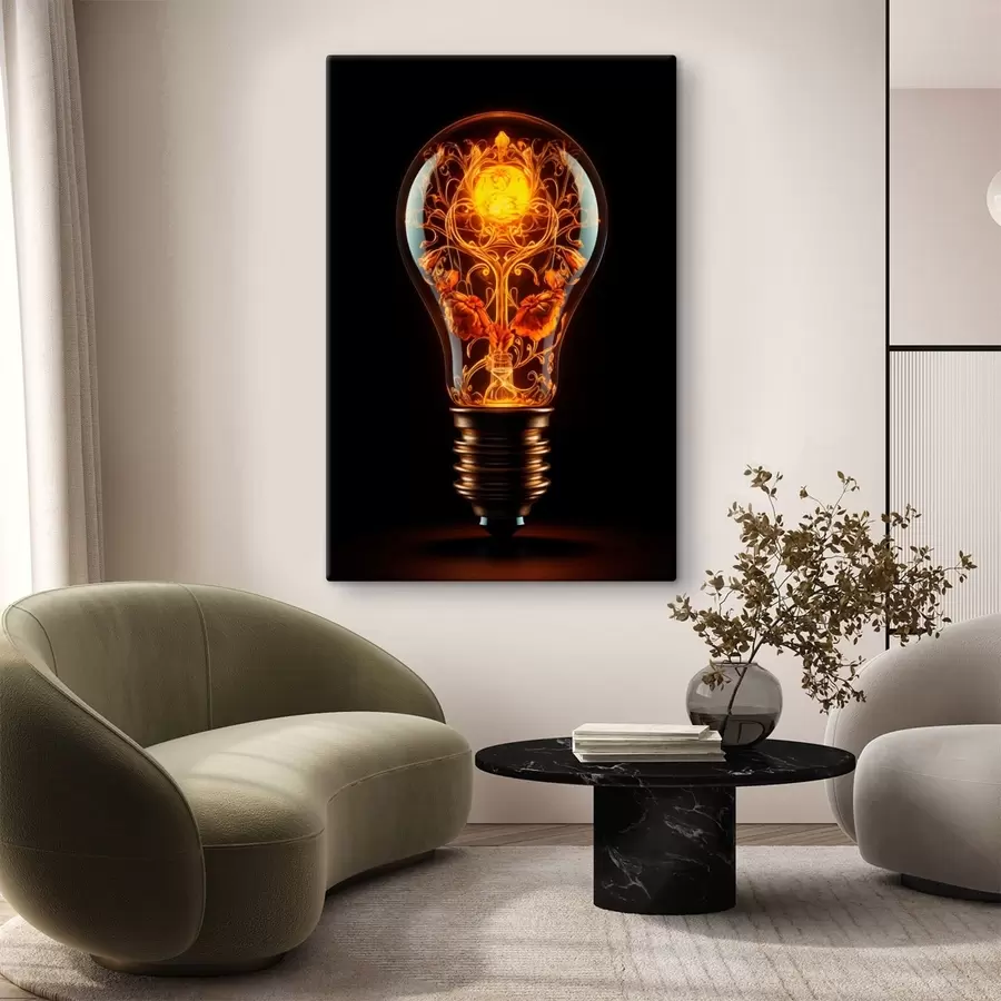  Schilderijen Gloeiende lamp met decoratieve patronen aan de binnenkant s48620
