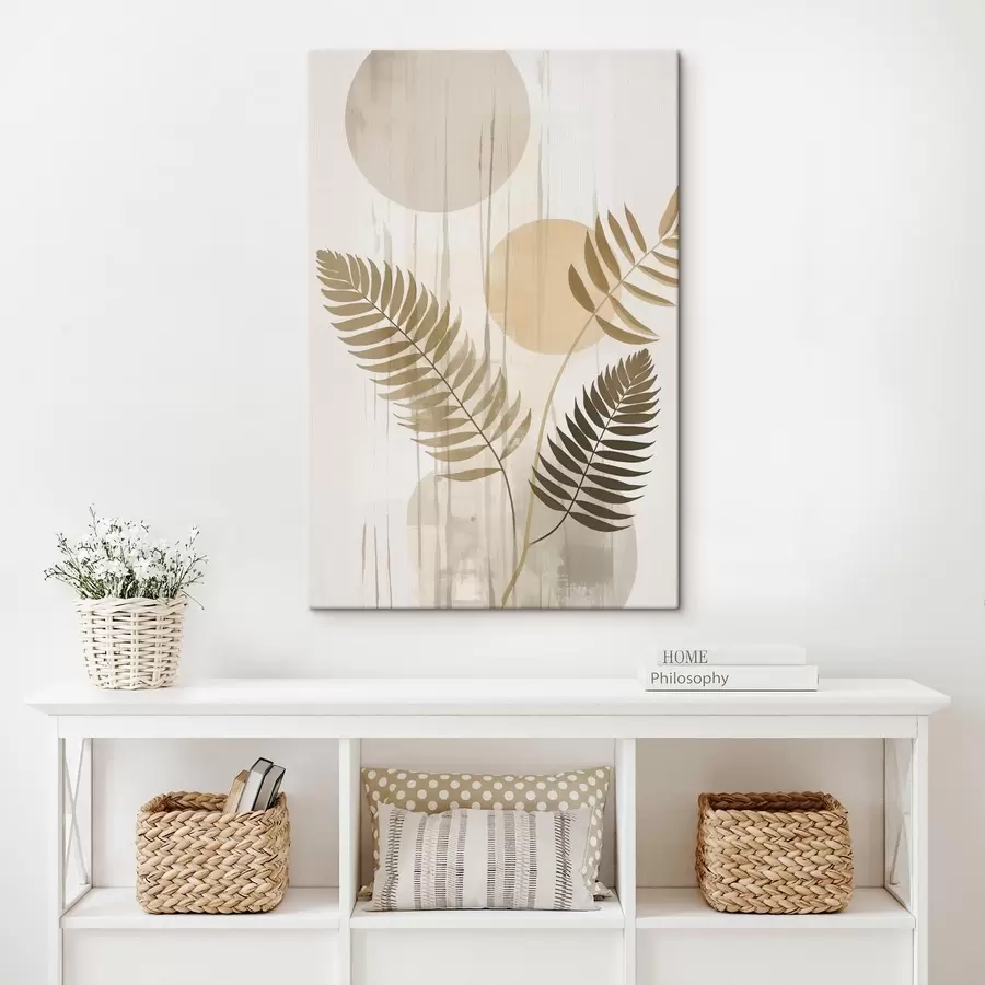  Schilderijen Een abstractie met vertakkingen van bladeren s48662