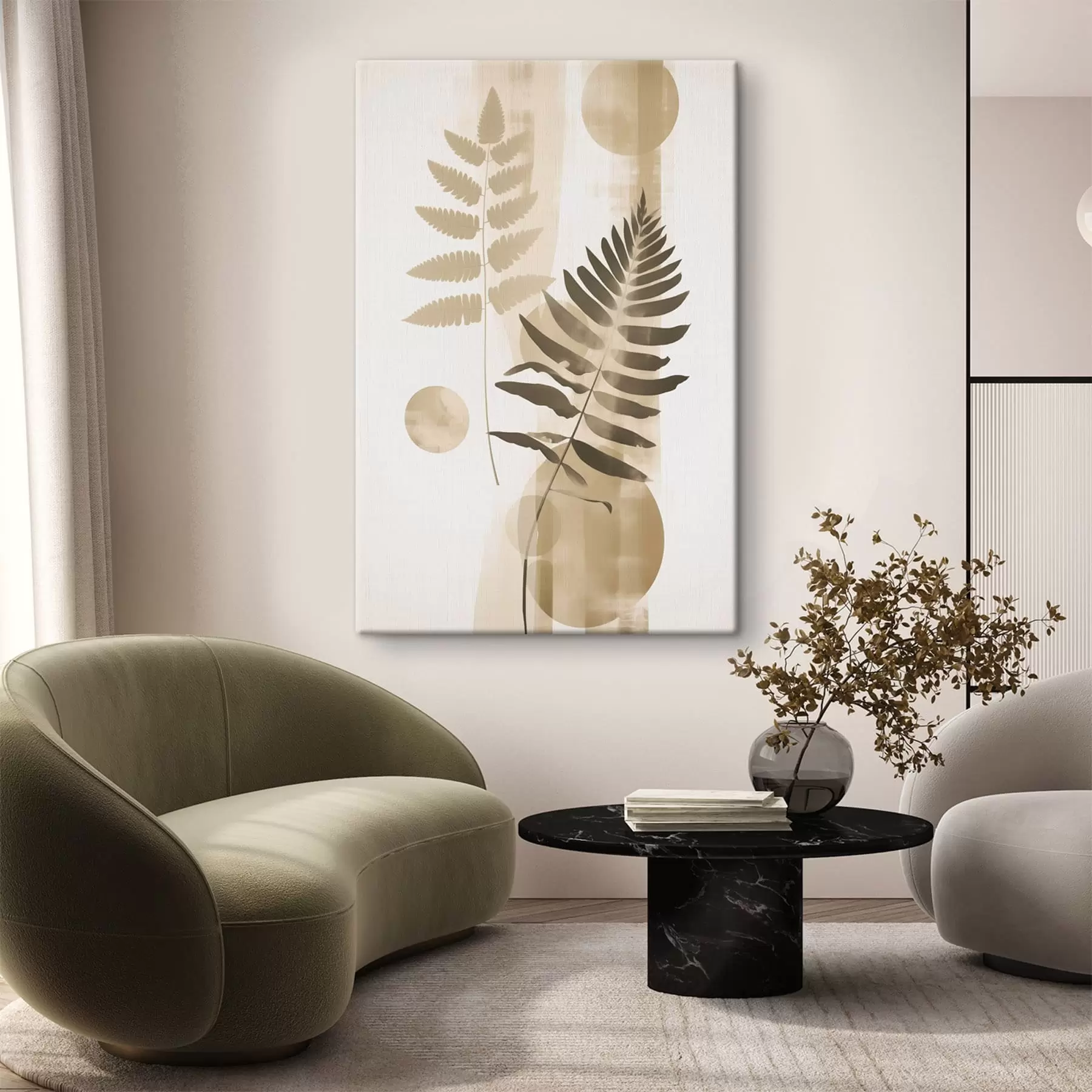  Schilderijen Een abstractie met vertakkingen van bladeren s48663