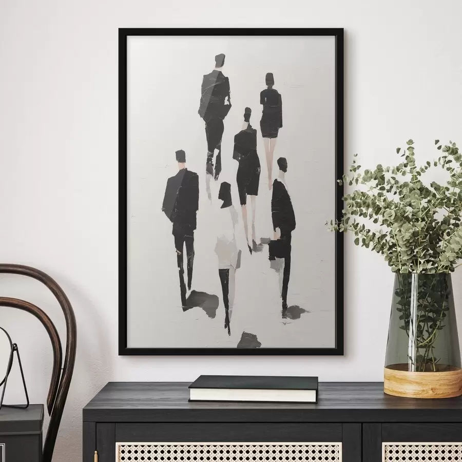 Fotobehang Een abstractie met silhouetten van mensen f48667