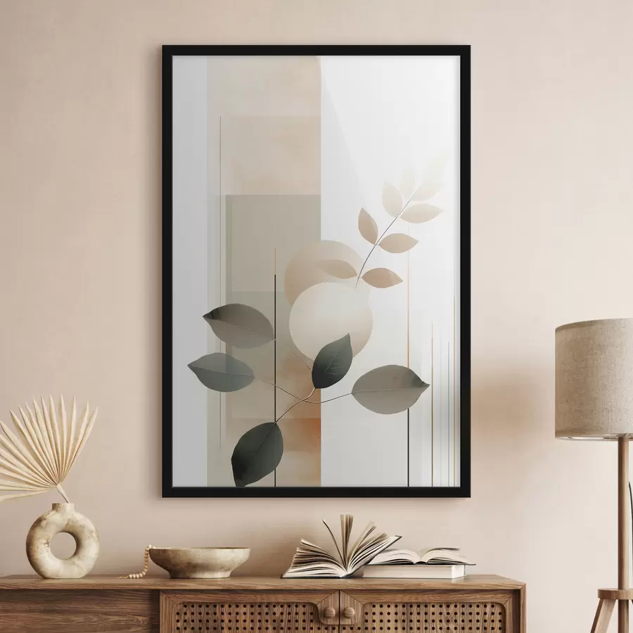 Fotobehang Abstracte botanische bladeren met verschillende vormen f48668