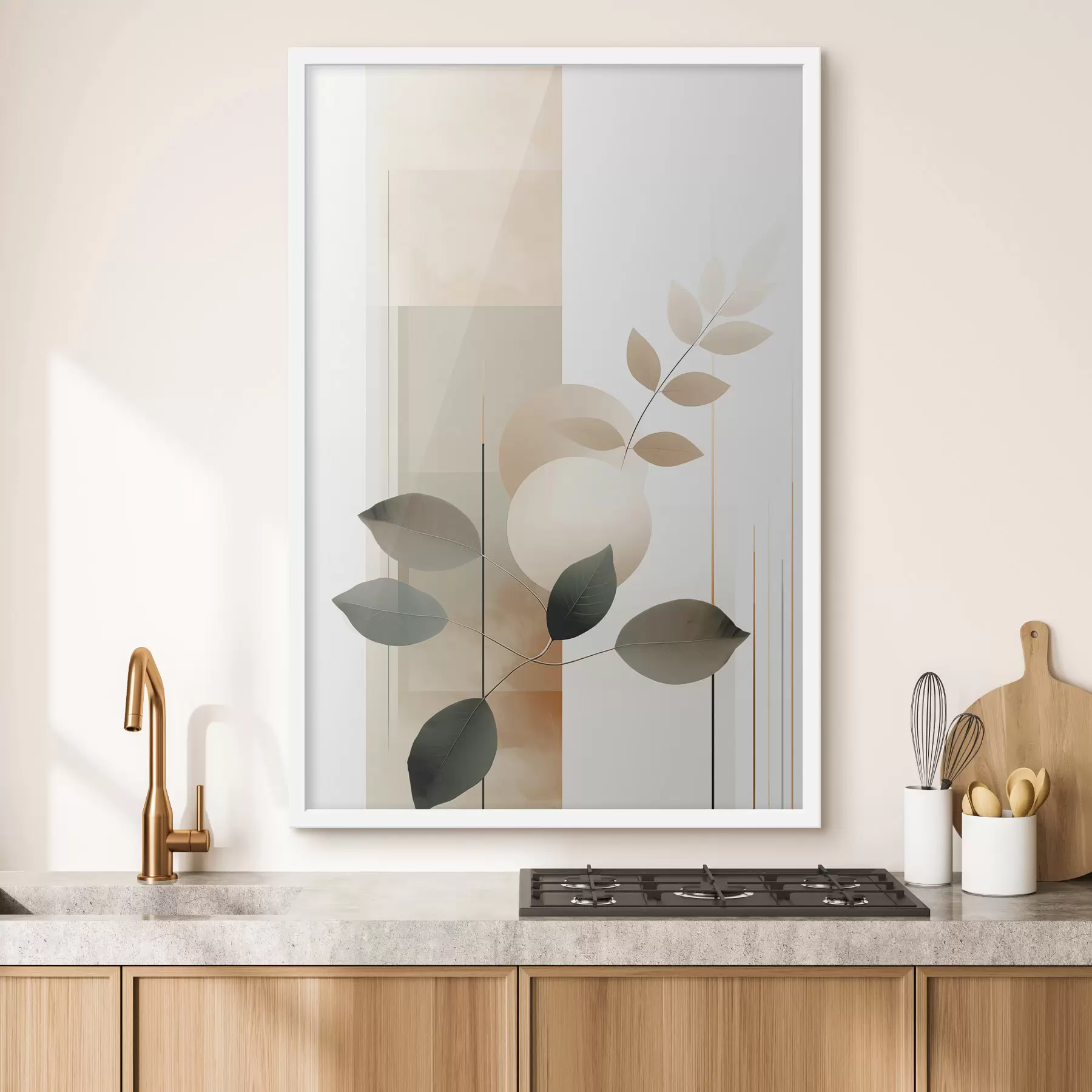 Fotobehang Abstracte botanische bladeren met verschillende vormen f48668