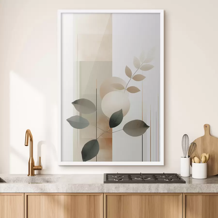 Fotobehang Abstracte botanische bladeren met verschillende vormen f48668