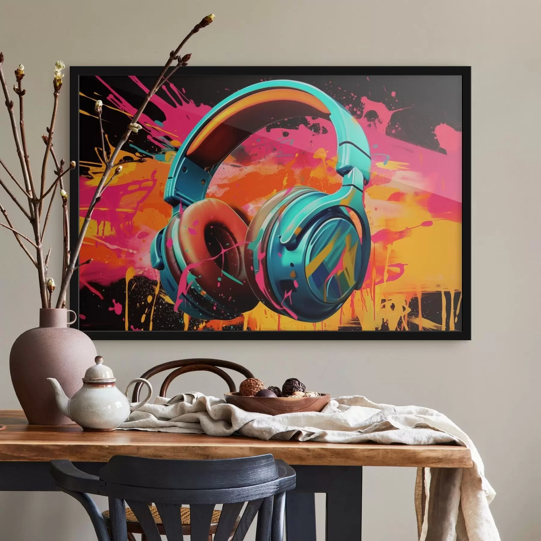 Fotobehang Felgekleurde koptelefoons f48720