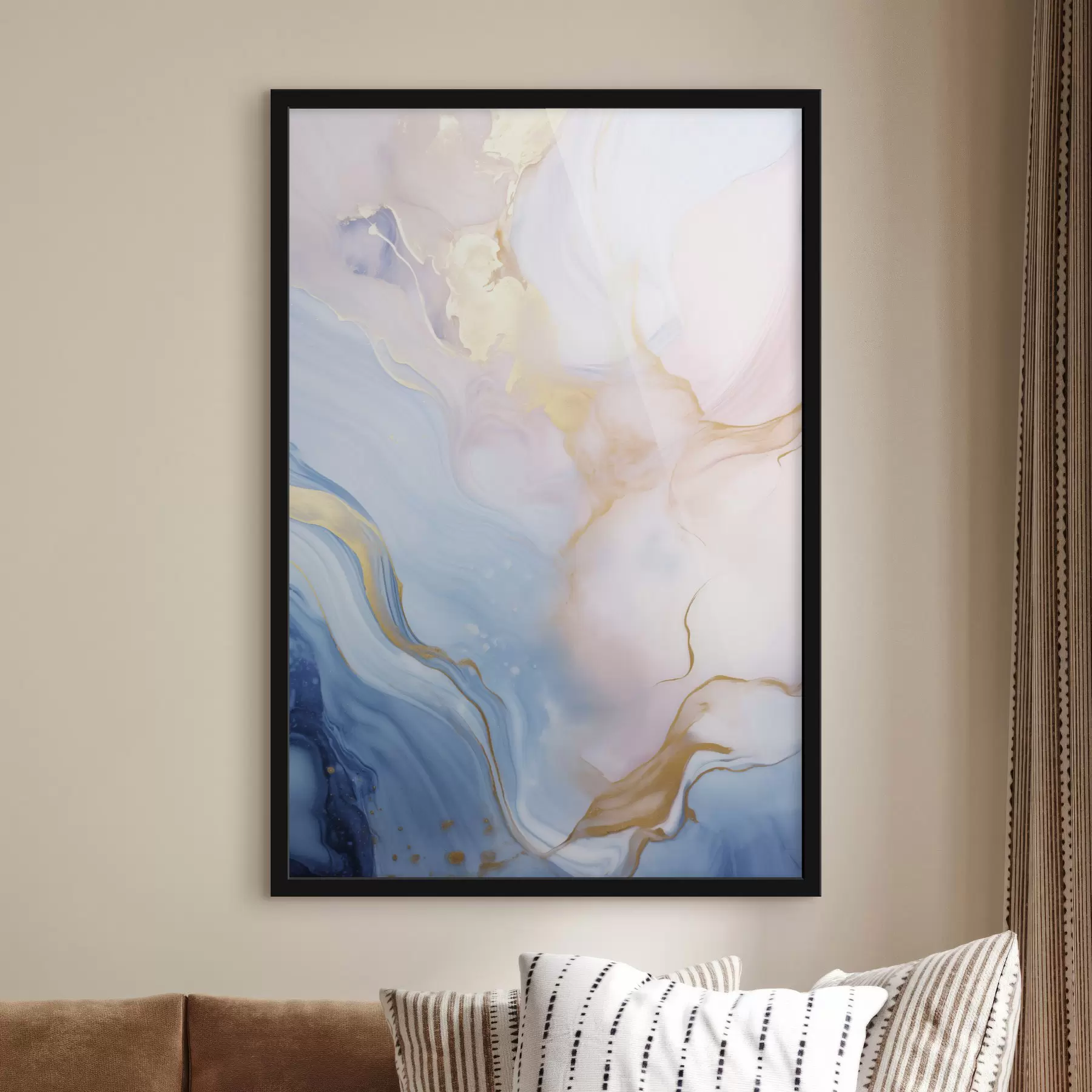 Fotobehang Abstracte, gestructureerde vloeiende kunst met wervelende patronen in roze en blauwe tinten f48730