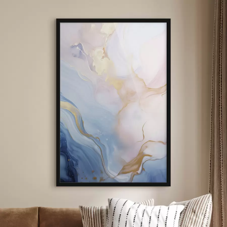 Fotobehang Abstracte, gestructureerde vloeiende kunst met wervelende patronen in roze en blauwe tinten f48730