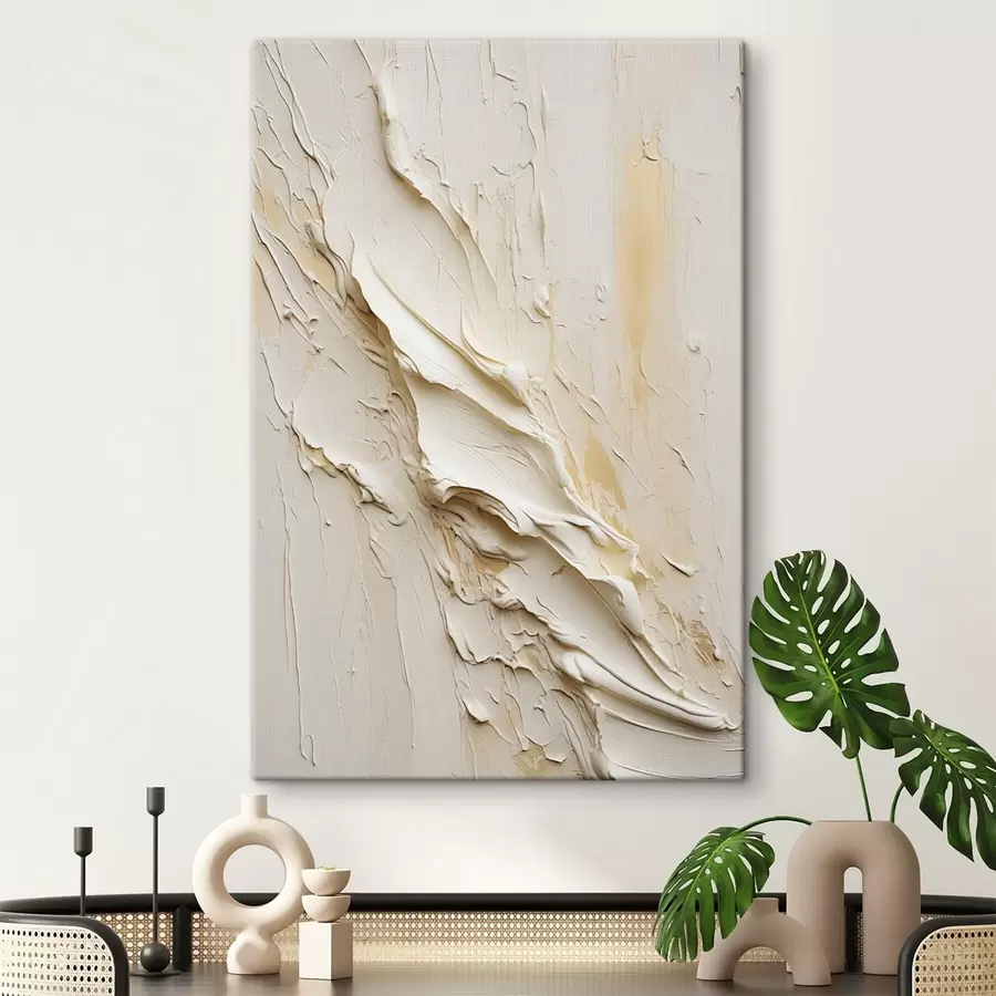  Schilderijen Schilderij in abstracte stijl met textuur in crème en beige, minimalistische kunst s48737