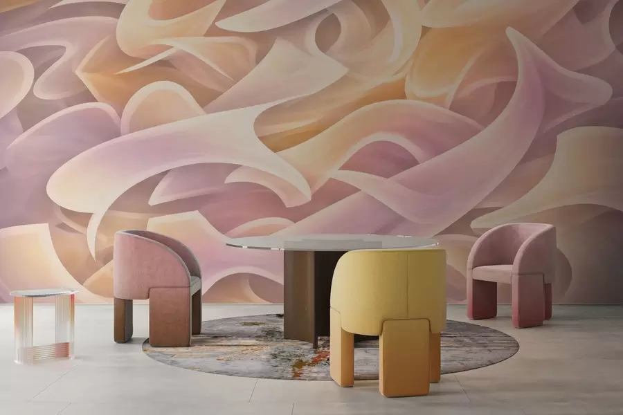 Fotobehang In elkaar verweven abstracte lijnen w05450