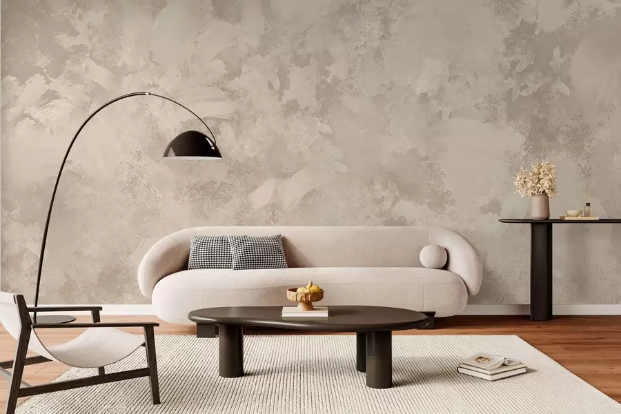 Fotobehang Minimalistische abstracte penseeltextuur in beige tinten w05160