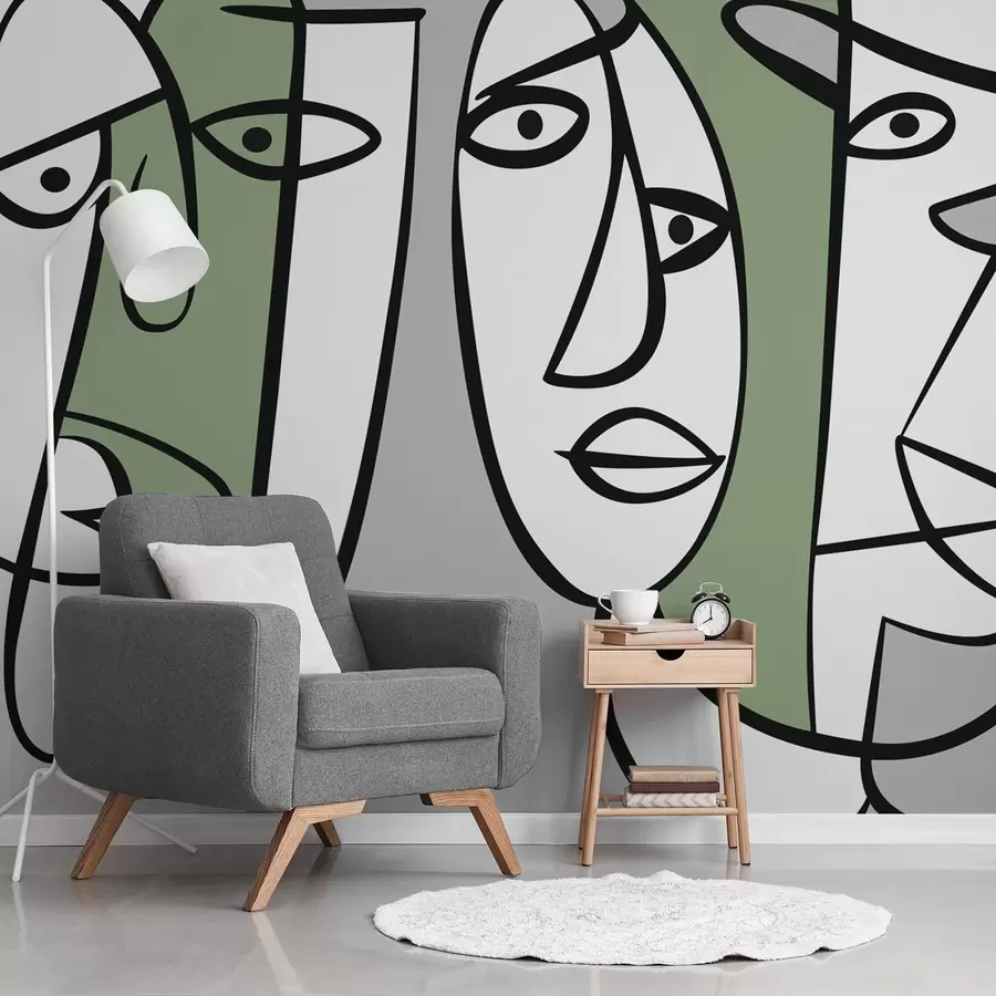 Fotobehang Abstracte gezichten w05504v2