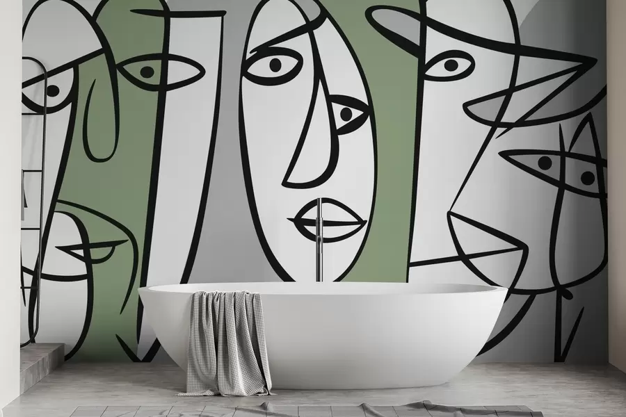 Fotobehang Abstracte gezichten w05504v2