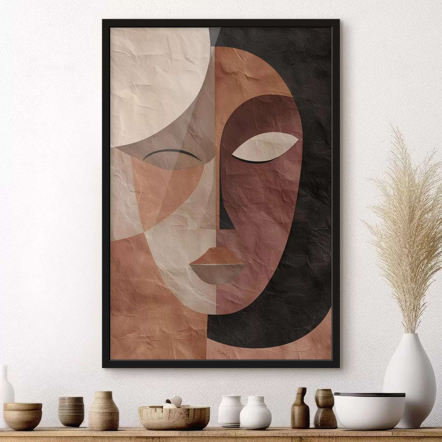 Fotobehang een abstract gezicht in koffietinten f48778