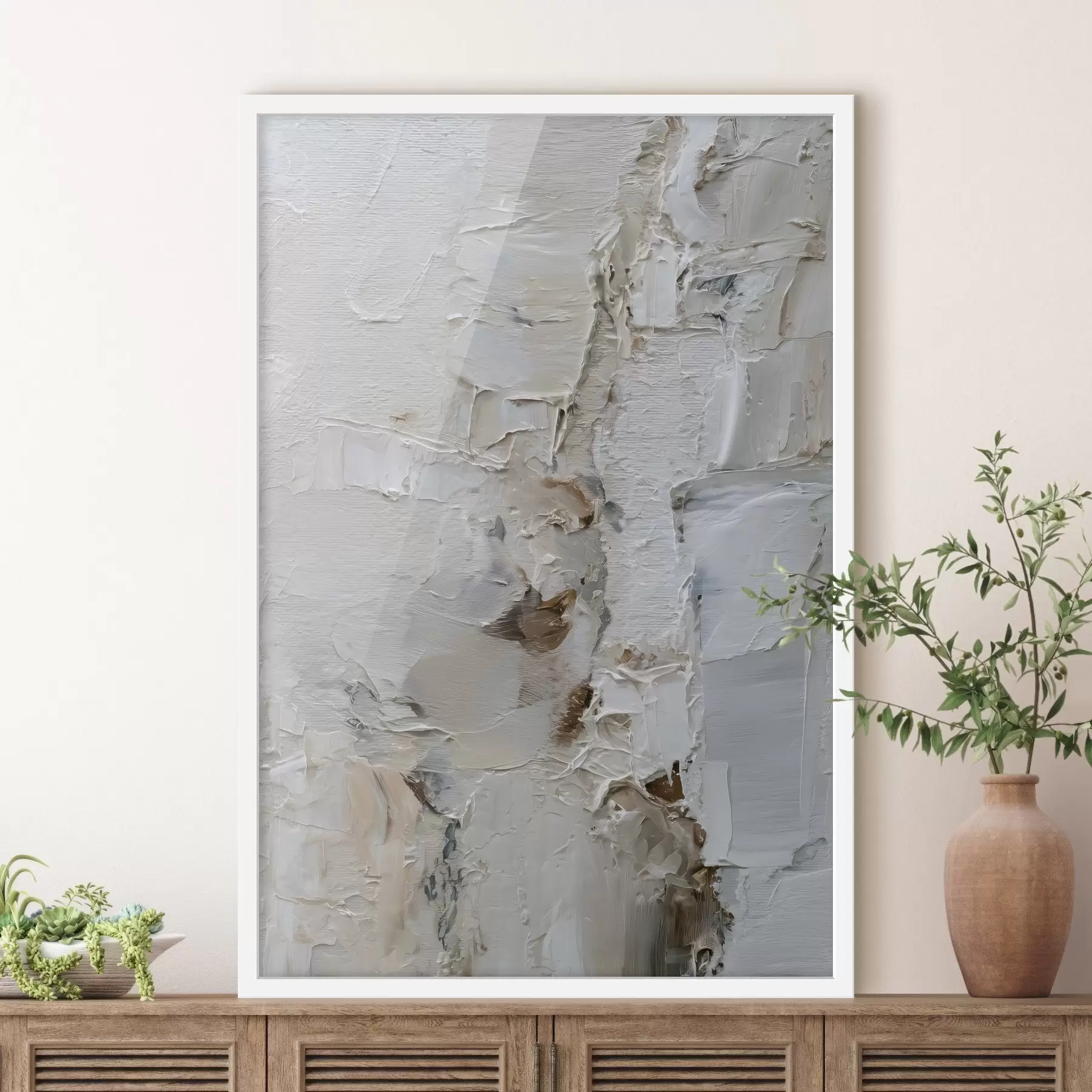 Fotobehang abstracte, brede penseelstreken in pasteltinten f48779