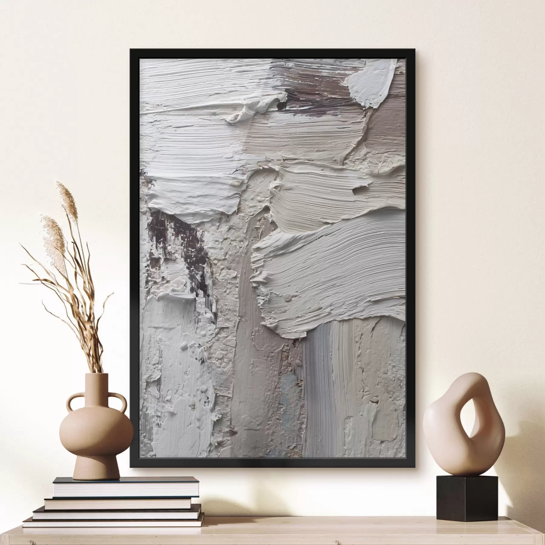 Fotobehang abstracte, brede penseelstreken in pasteltinten f48780