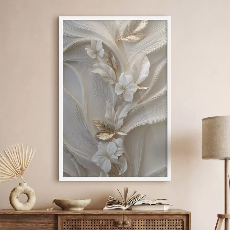 Fotobehang een prachtige imitatie van driedimensionale bladeren, texturen en bloemen f48787