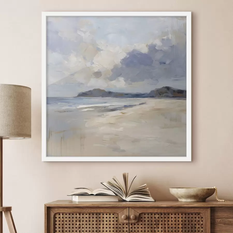 Fotobehang een schilderachtig strand en de bergen f48791