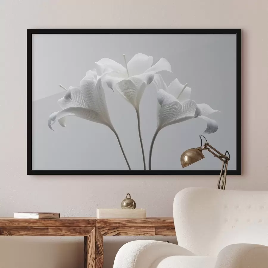 Fotobehang drie witte lelies f48795