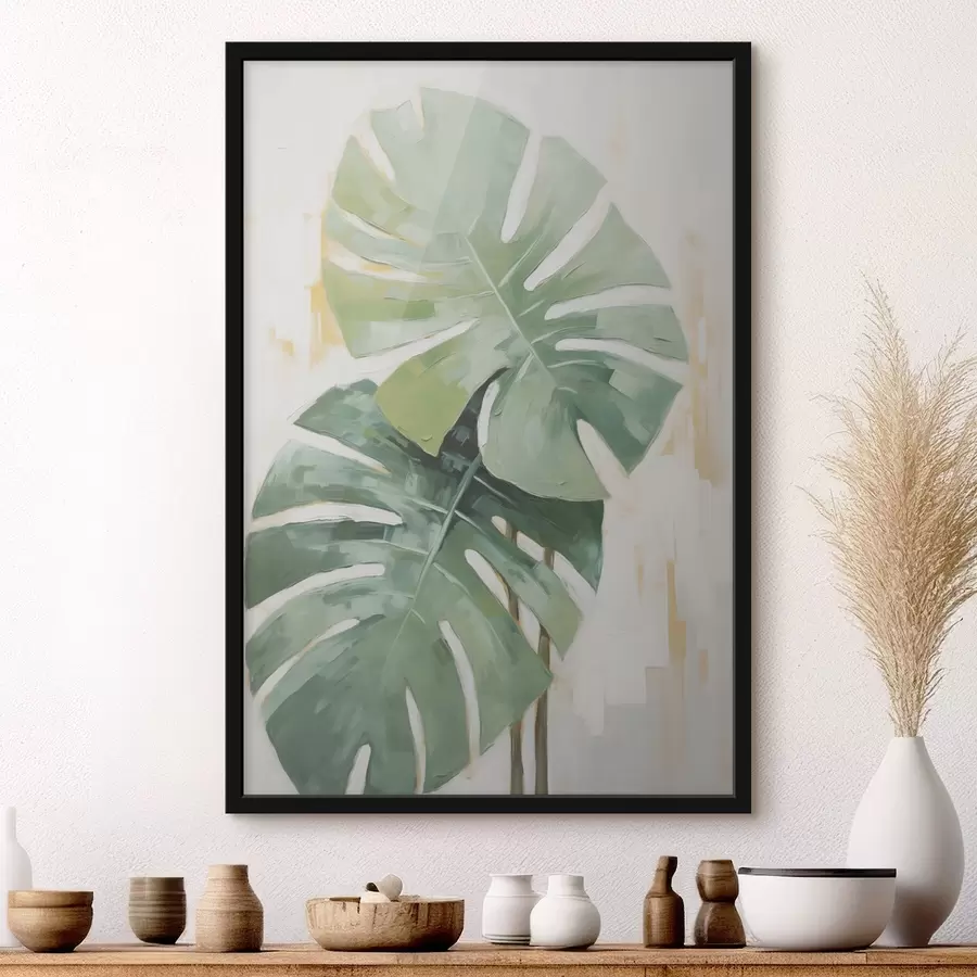 Fotobehang Tropische bladeren imitatieschilderij f48763