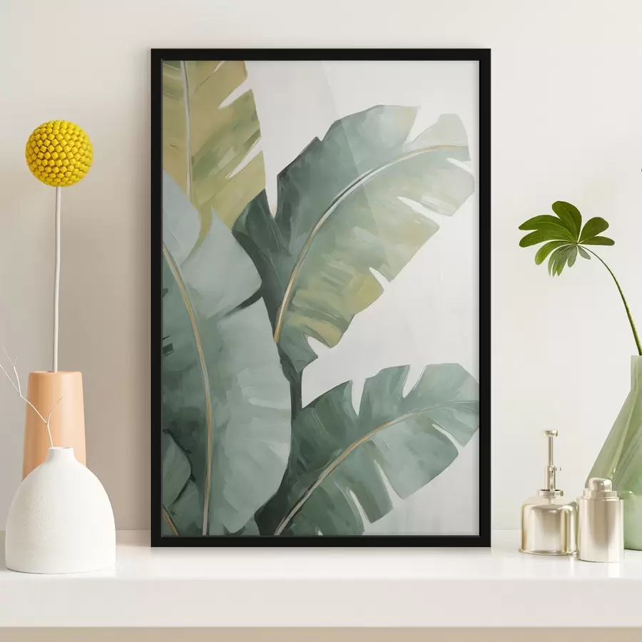 Fotobehang Schilderij met bladmotief f48764