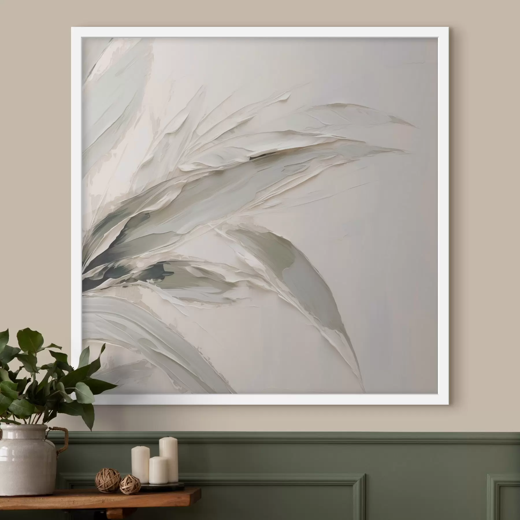 Fotobehang Abstracte schilderij met bladmotief f48772