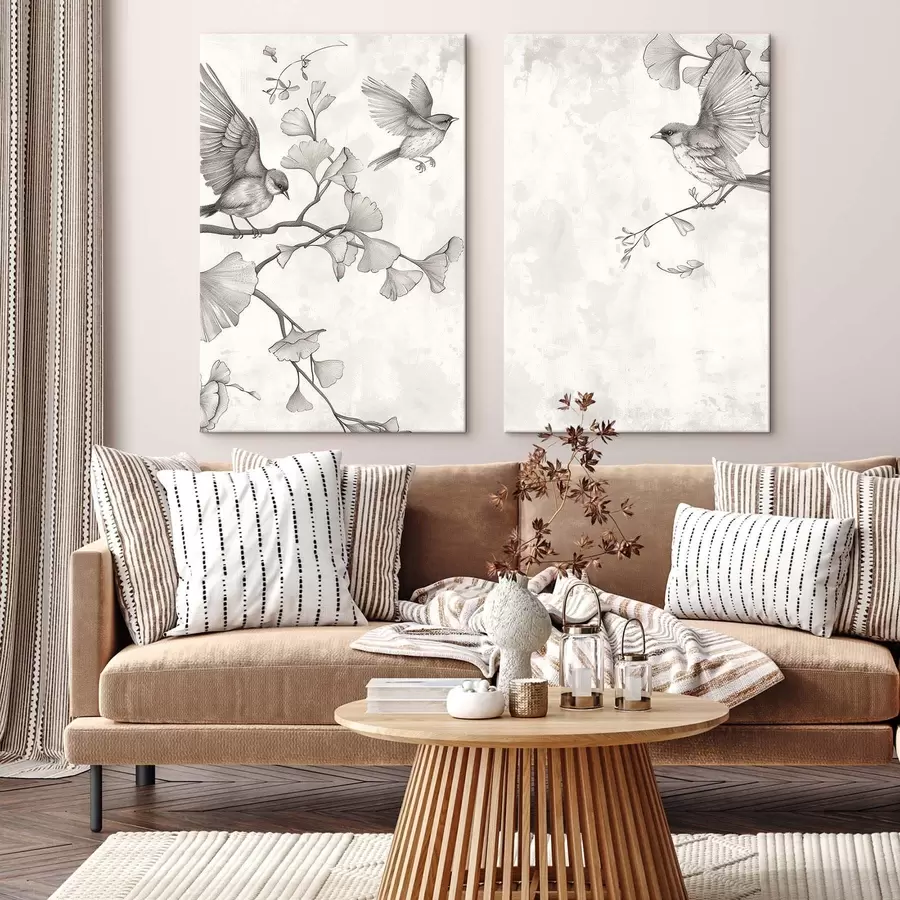  Schilderijen Vogels op ginkgotakken m30380