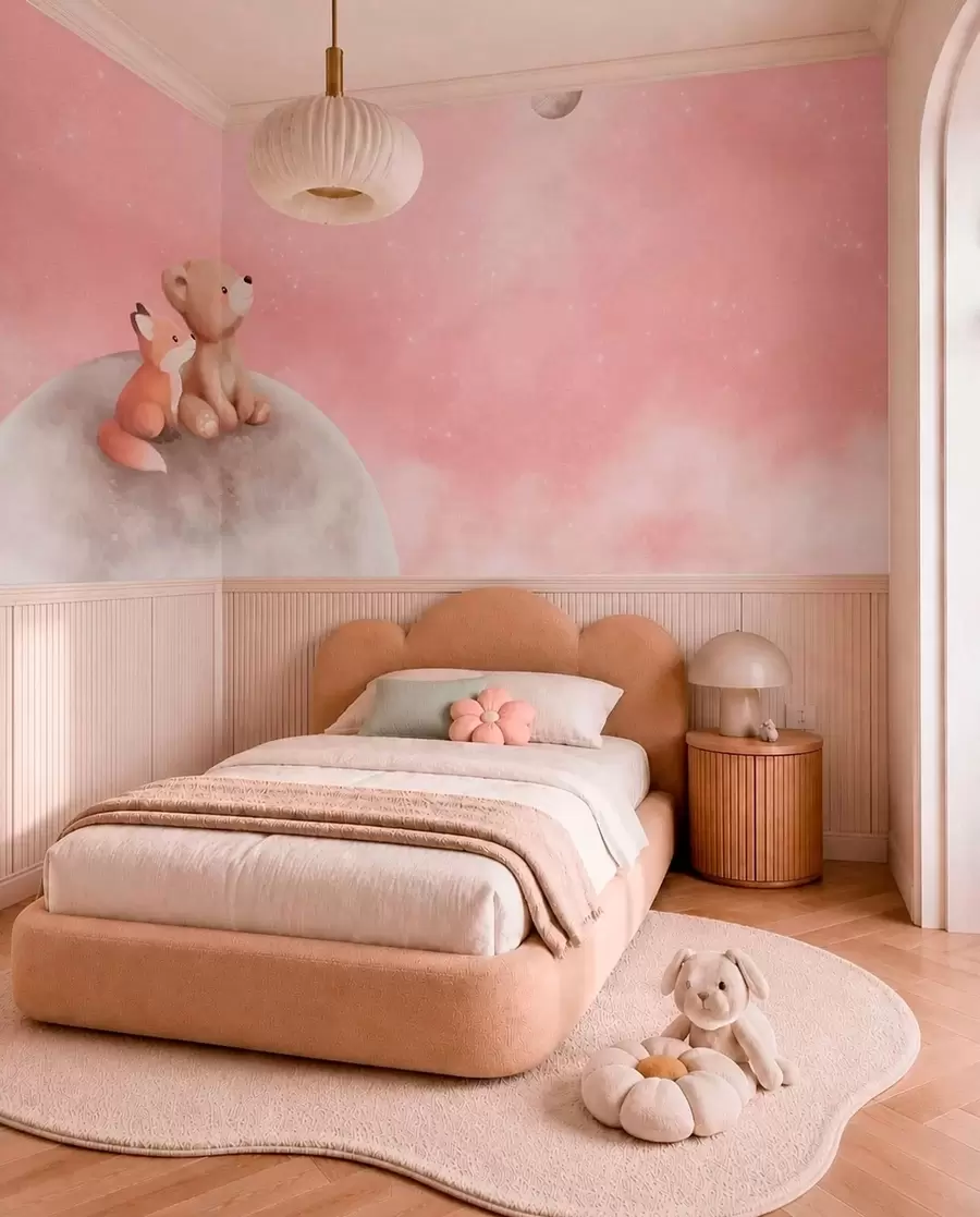 Fotobehang Maanvrienden in een roze hemel w05431v2