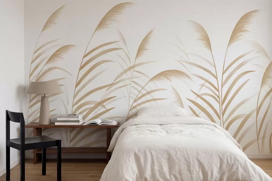 Fotobehang Minimalistische grassen in lichte beige tinten w05432v1