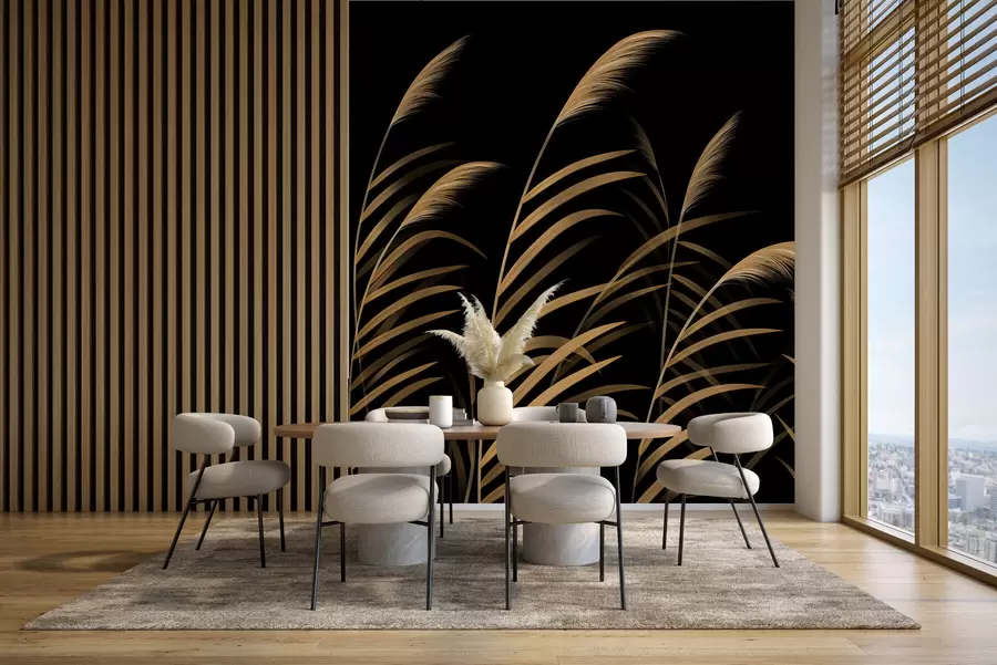 Fotobehang Minimalistische grassen op een donkere achtergrond met hoog contrast w05432v3