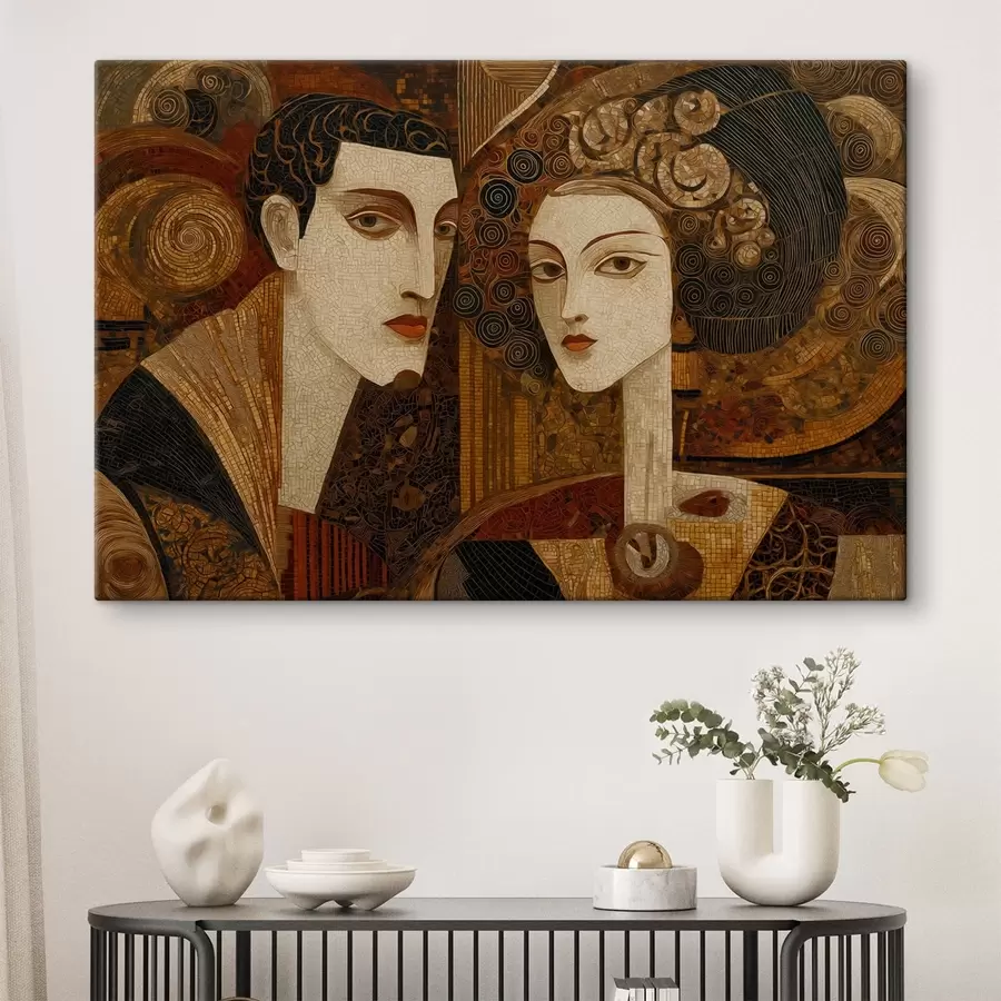  Schilderijen Stel in mozaïekstijl, abstract portret s48933