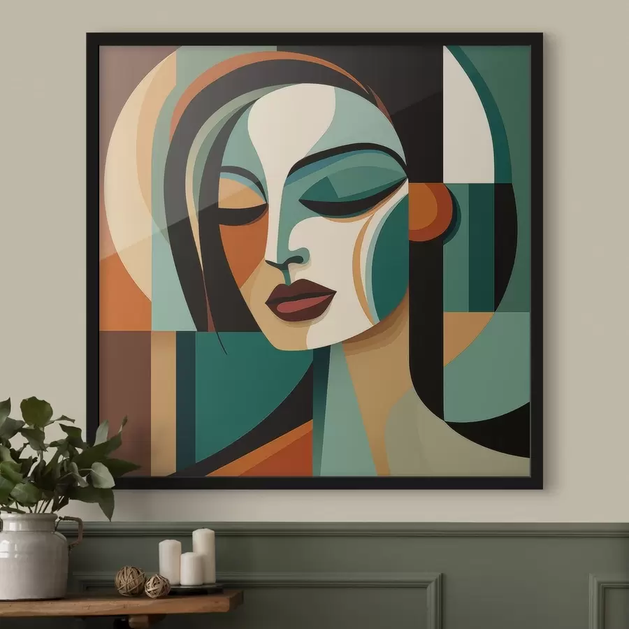 Fotobehang Vrouwenportret in geometrische stijl f48952