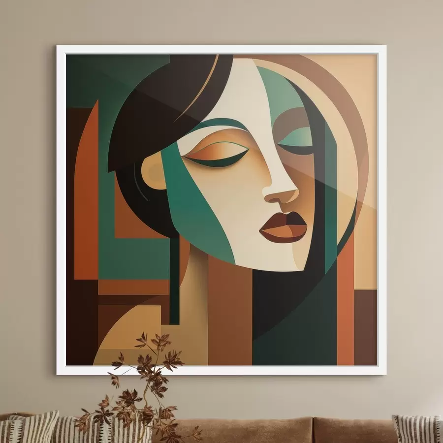 Fotobehang Vrouwenportret in geometrische stijl f48953