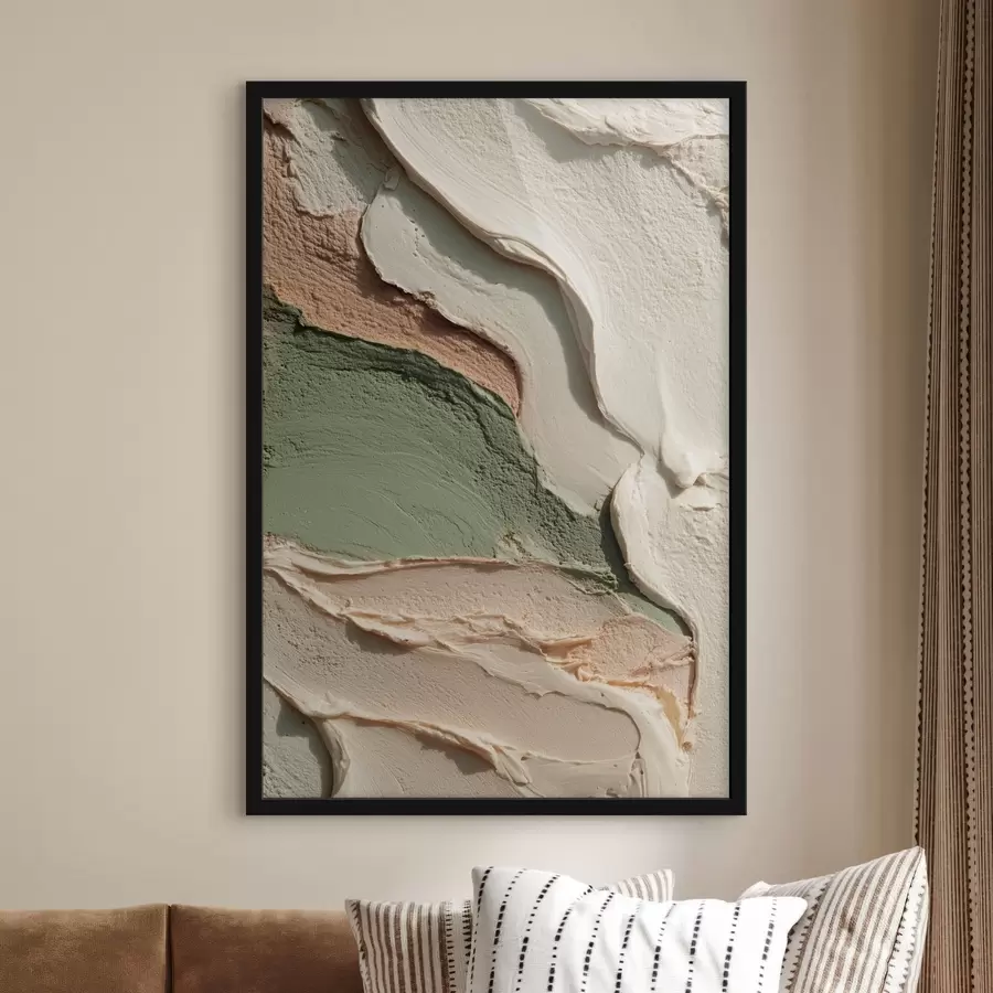 Fotobehang Abstracte penseelstreken in impasto-stijl in natuurlijke tinten f48798
