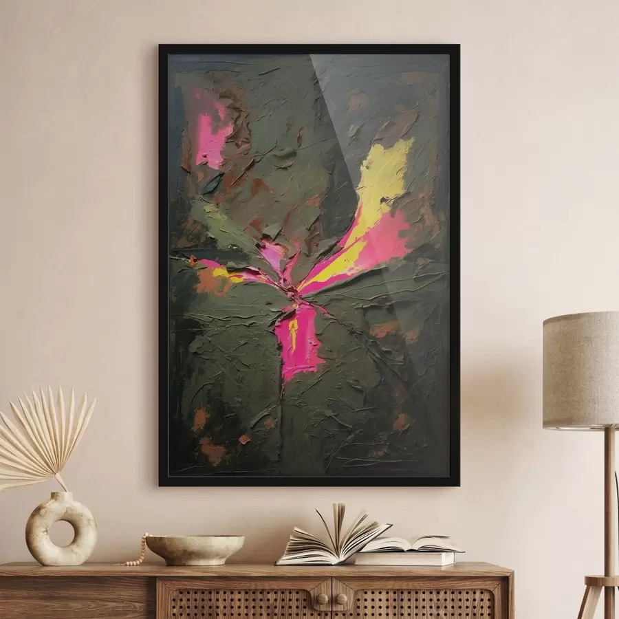 Fotobehang Samenvatting: Een compositie in impasto-stijl met textuur en levendige accenten f48826