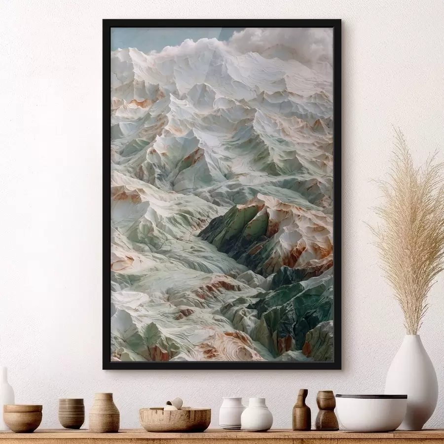 Fotobehang Abstrakt berglandschap in lichte tinten f48828