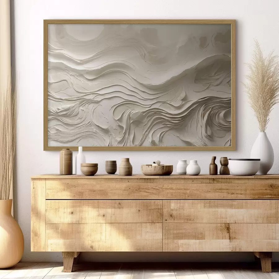 Fotobehang Minimalistische, abstracte golvende lagen in beige tinten f48834