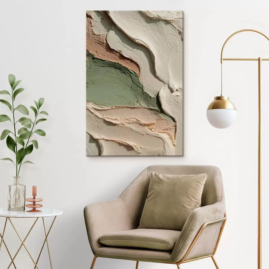  Schilderijen Abstracte penseelstreken in impasto-stijl in natuurlijke tinten s48798