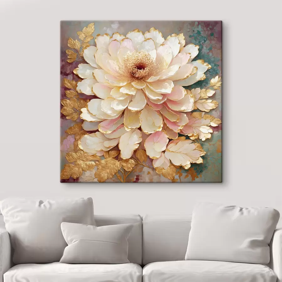  Schilderijen Bloem in chinoiserie-stijl met sierlijke bladeren en details s48804