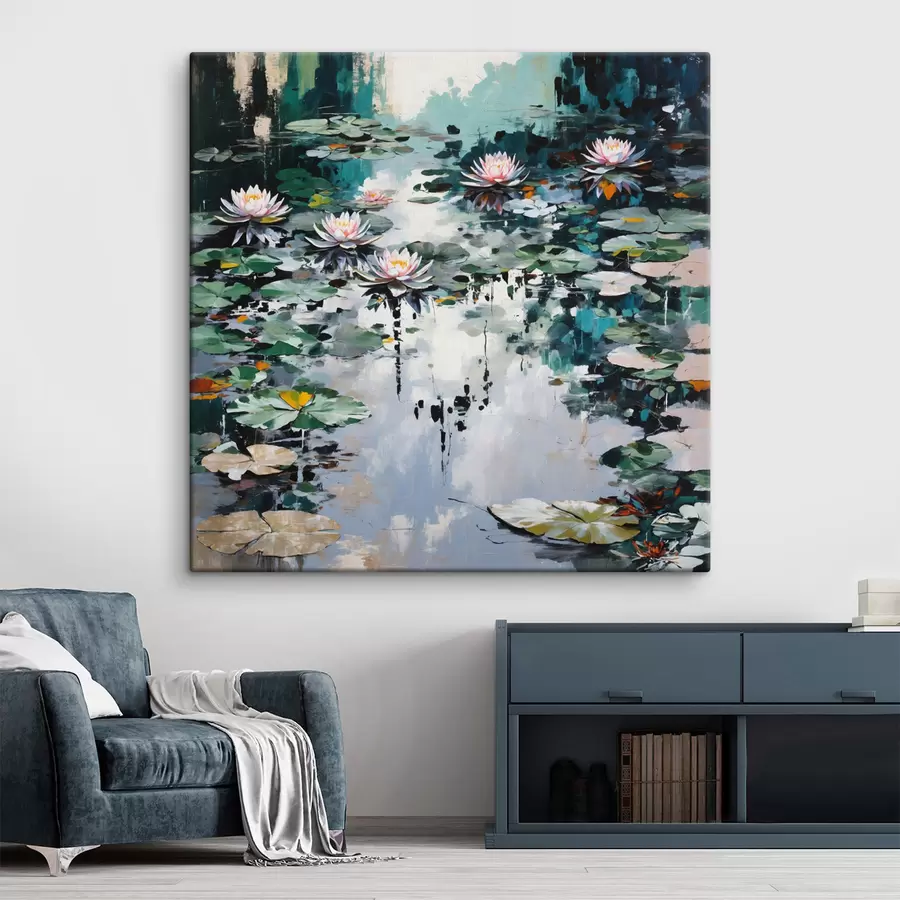  Schilderijen Impressionisme: lelievijver in donkere tinten s48814