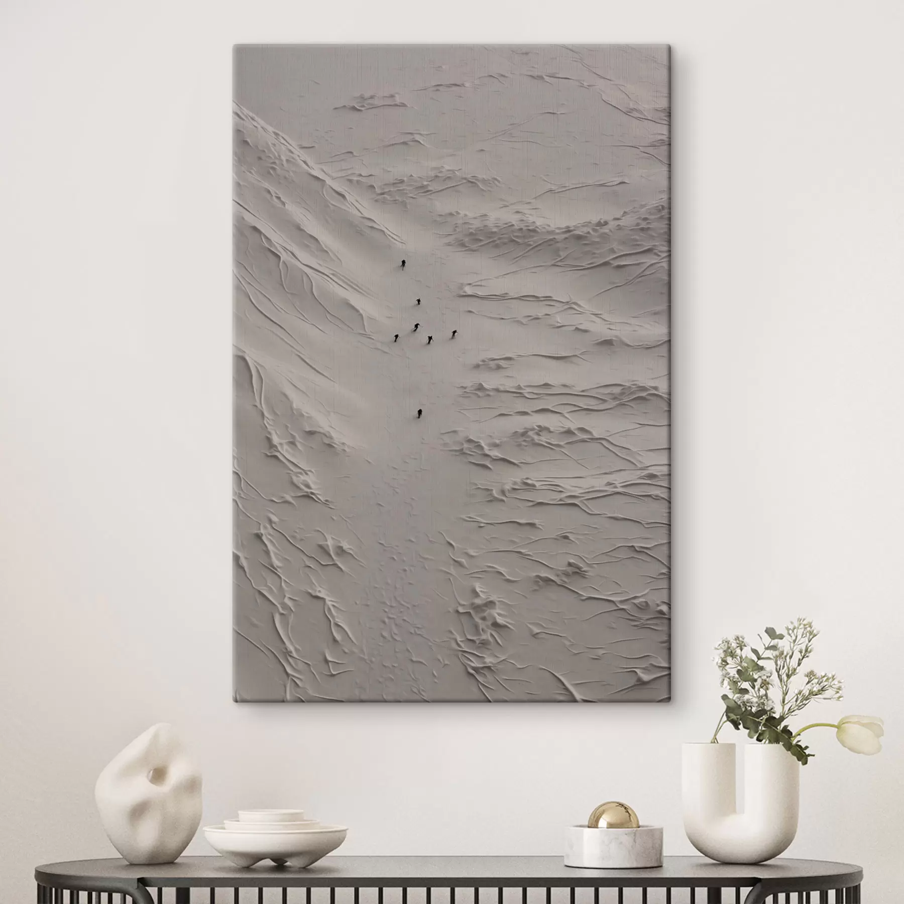  Schilderijen Minimalistische figuren op zandduinen, gezien vanuit de lucht s48825