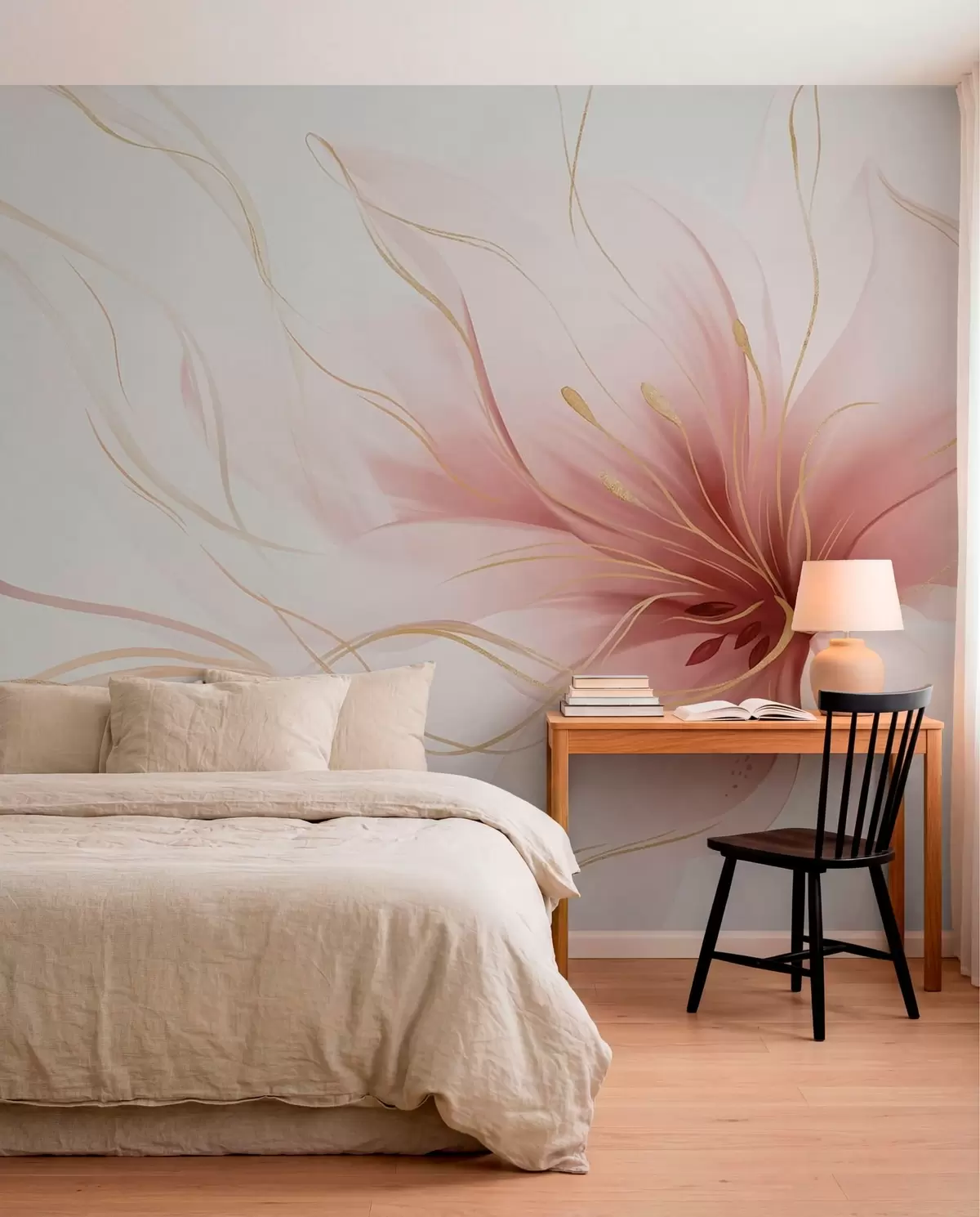 Fotobehang Roze bloem in vloeiende lijnen w05428v1