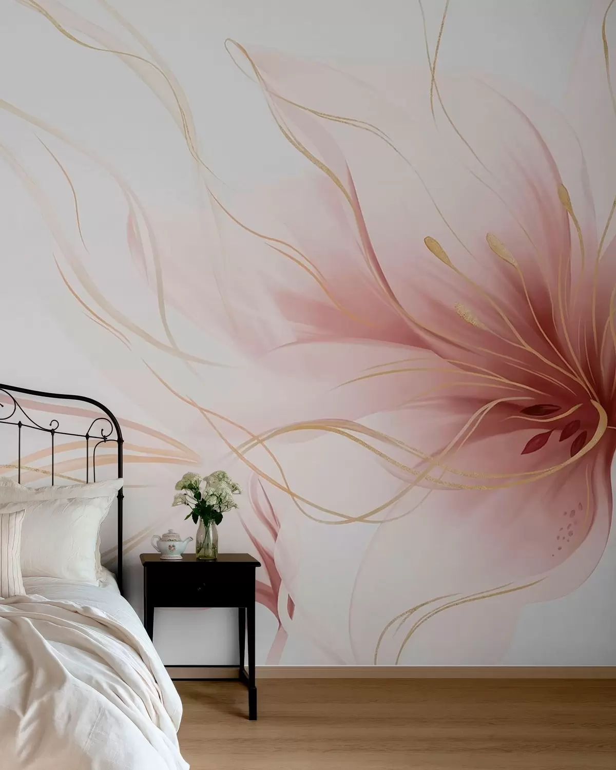 Fotobehang Roze bloem in vloeiende lijnen w05428v1