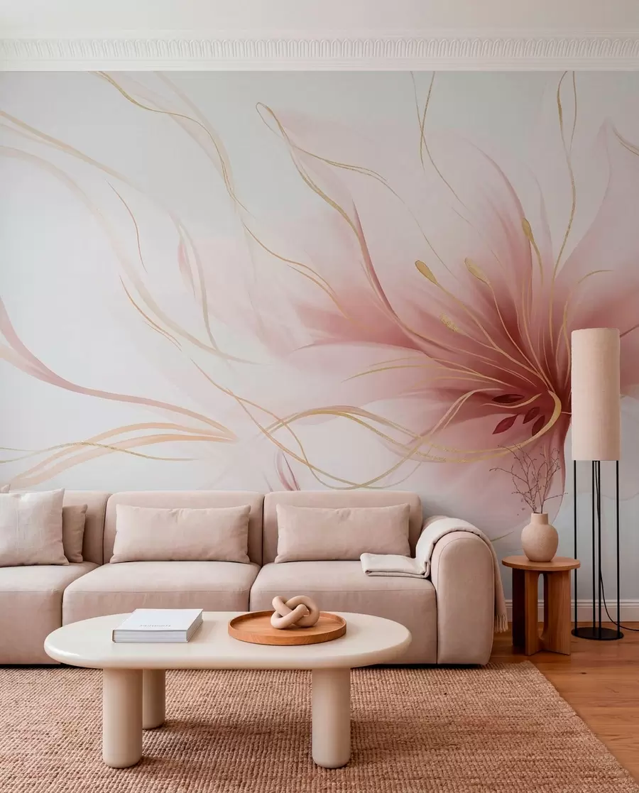 Fotobehang Roze bloem in vloeiende lijnen w05428v1