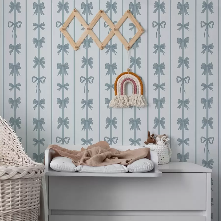 Fotobehang Blauwe strikken in strepen op een lichte achtergrond a01075v2