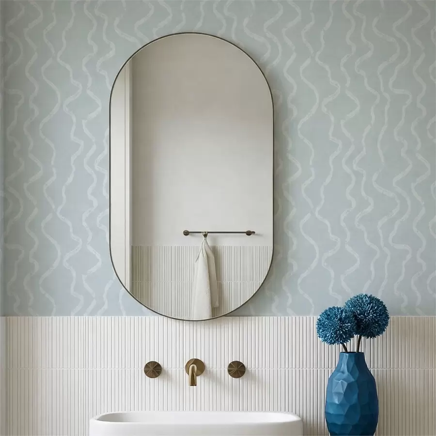 Fotobehang Golvend lichtpatroon op een blauwe achtergrond a01167v1