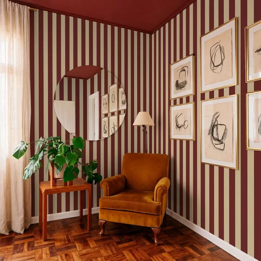 Fotobehang Rode en beige verticale strepen a01179