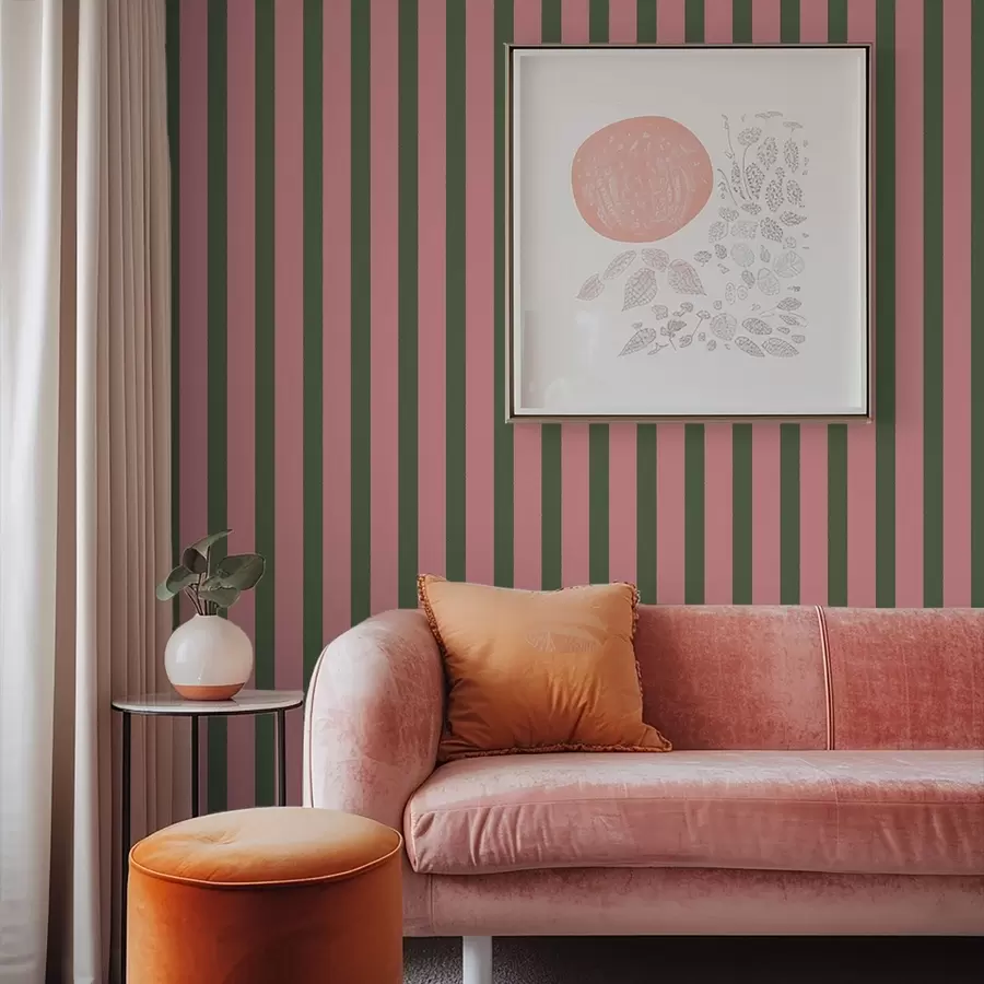 Fotobehang Roze en groene verticale strepen a01180v2
