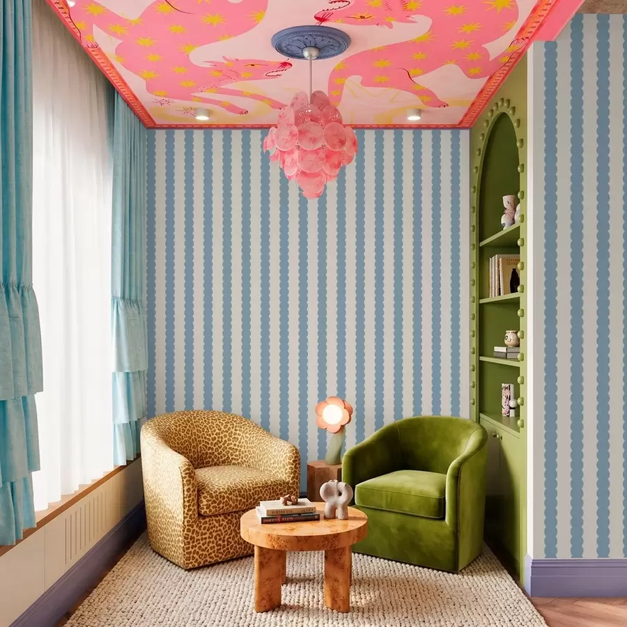 Fotobehang Blauwe golvende strepen in minimalistische stijl a01182